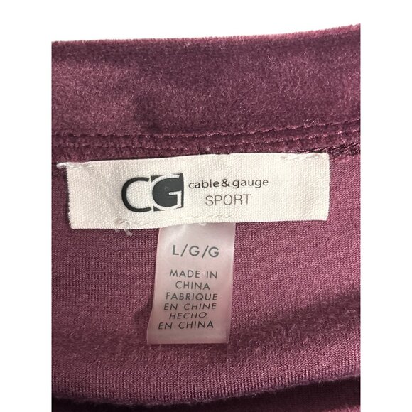 Cable & Gauge Sport Womens Long Sleeve Burgundy Velvet Sweater L/G 94% Polyester - Picture 5 of 9